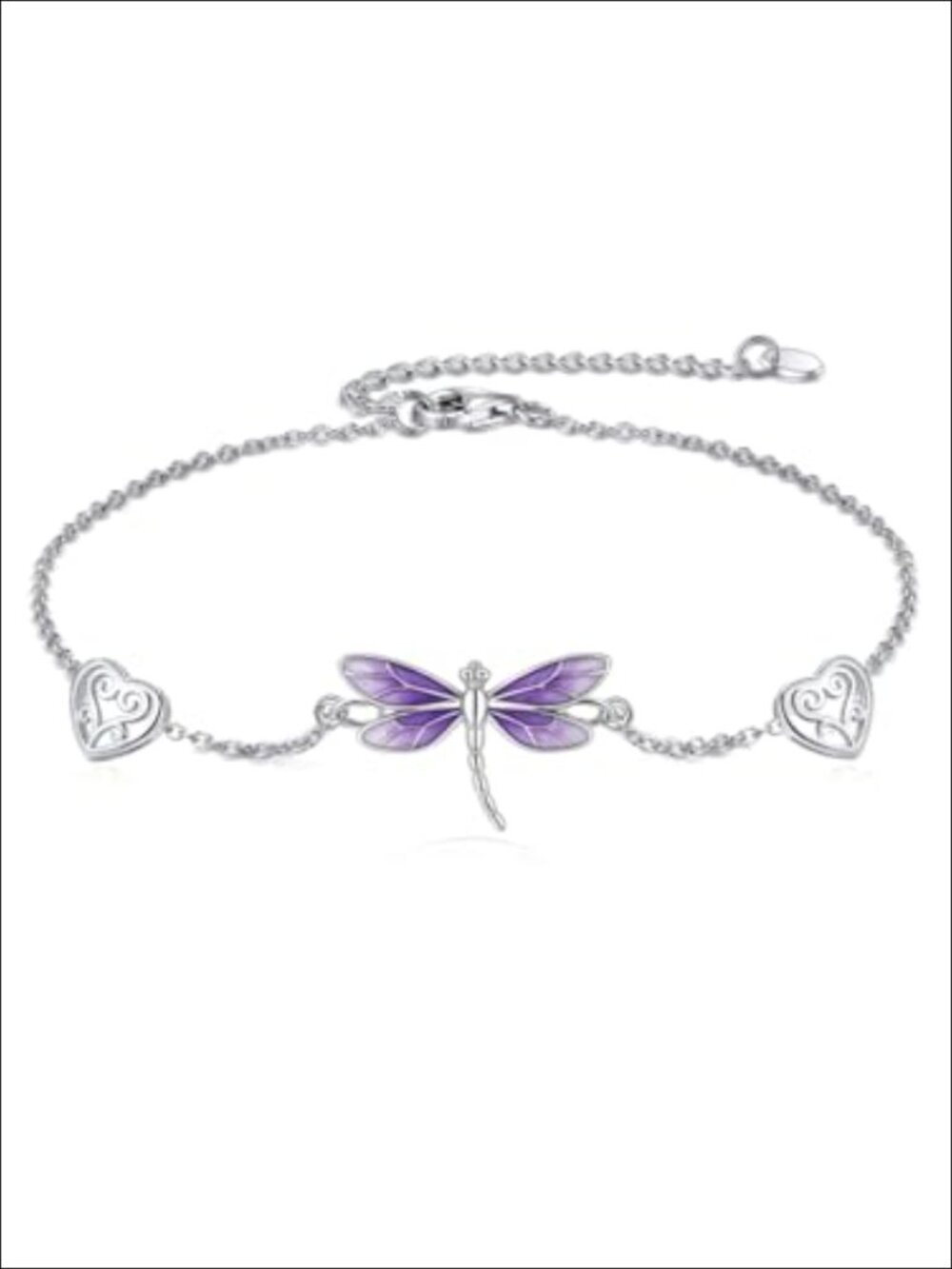 Dragonfly Charm Bracelet 18K White Gold Plated Link Adjustable Jewelry